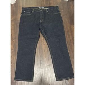 Blue denim straight slim leg
